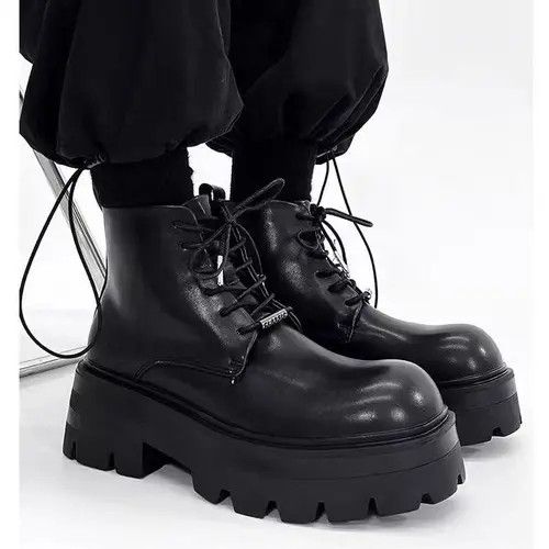 VIBE Black Thick Sole Big Head Derby Boots Size US 8 / EU 41 - 4 Thumbnail
