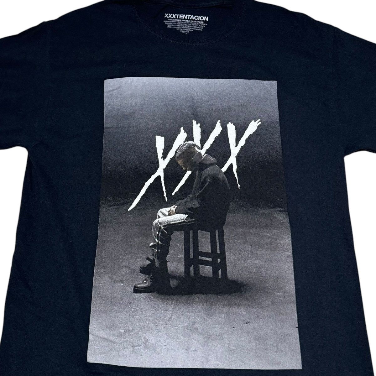 Rap Tees XXXTENTACION Portrait Chair Rap Hip Hop Music Shirt Adult M Size US M / EU 48-50 / 2 - 2 Thumbnail