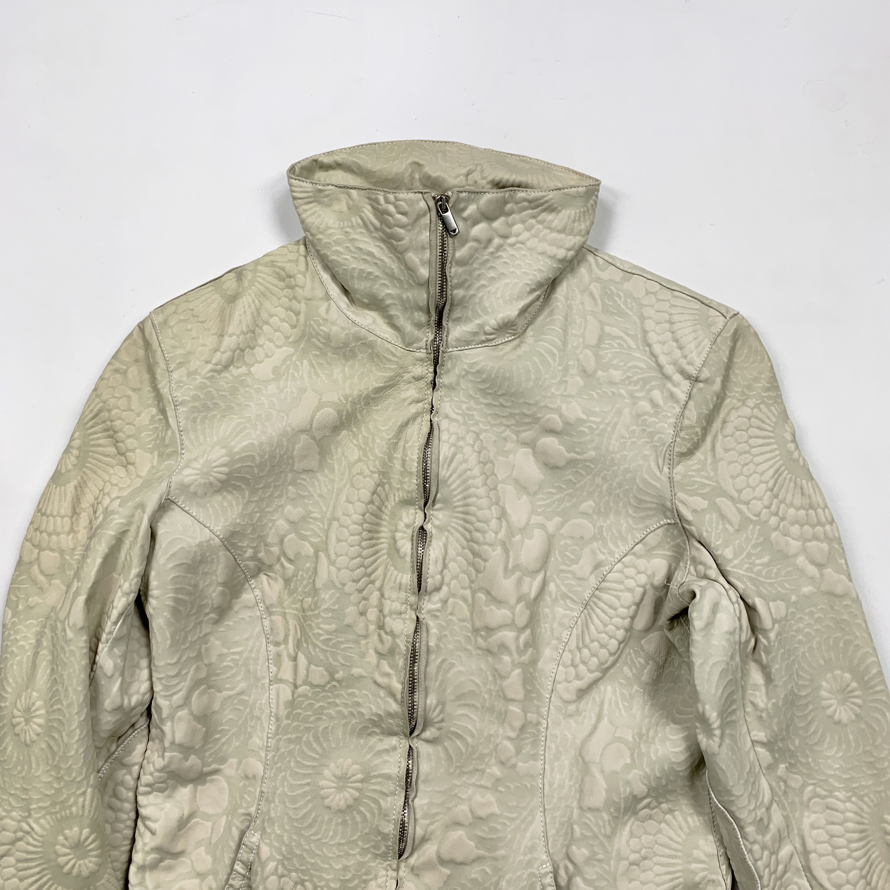 Armani × Emporio Armani 00s Floral Textured Leather Jacket Size M / US 6-8 / IT 42-44 - 8 Thumbnail