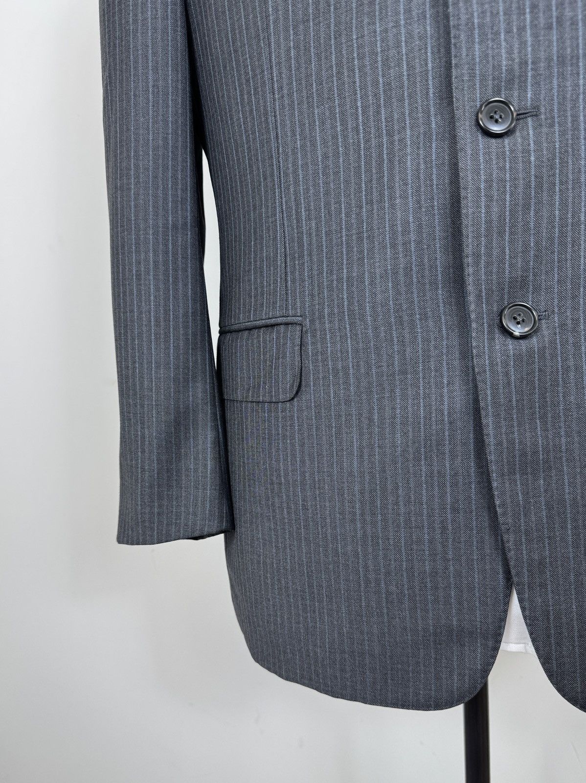 Ermenegildo Zegna Ermenegildo Zegna Su Misura Men’s Gray Striped Wool Blazer Size 38R - 7 Thumbnail