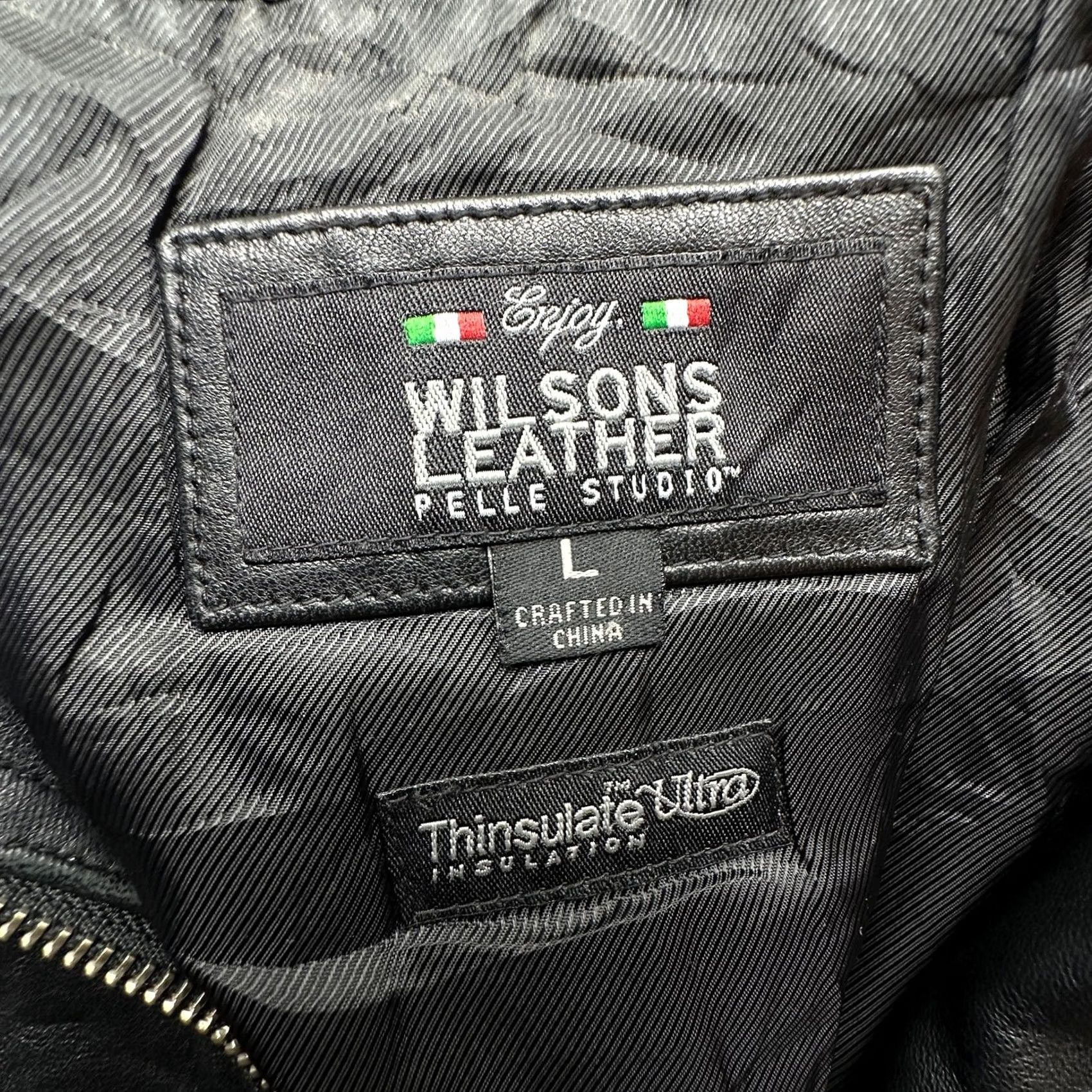 Vintage VINTAGE Wilsons Leather Pelle Studio Italy Thinsulate Bomber Leather Jacket Womens Large Black Full Zip Moto Motorcycle Jacket Womens Large Black Size L / US 10 / IT 46 - 3 Thumbnail