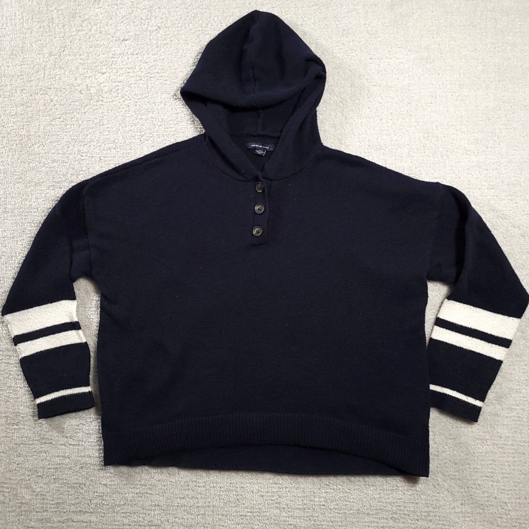 American Eagle Outfitters VINTAGE American Eagle Outfitters Sweatshirt Oversized Hooded Womens Medium Blue Henley Buttons 2000s? Size M / US 6-8 / IT 42-44 - 2 Thumbnail