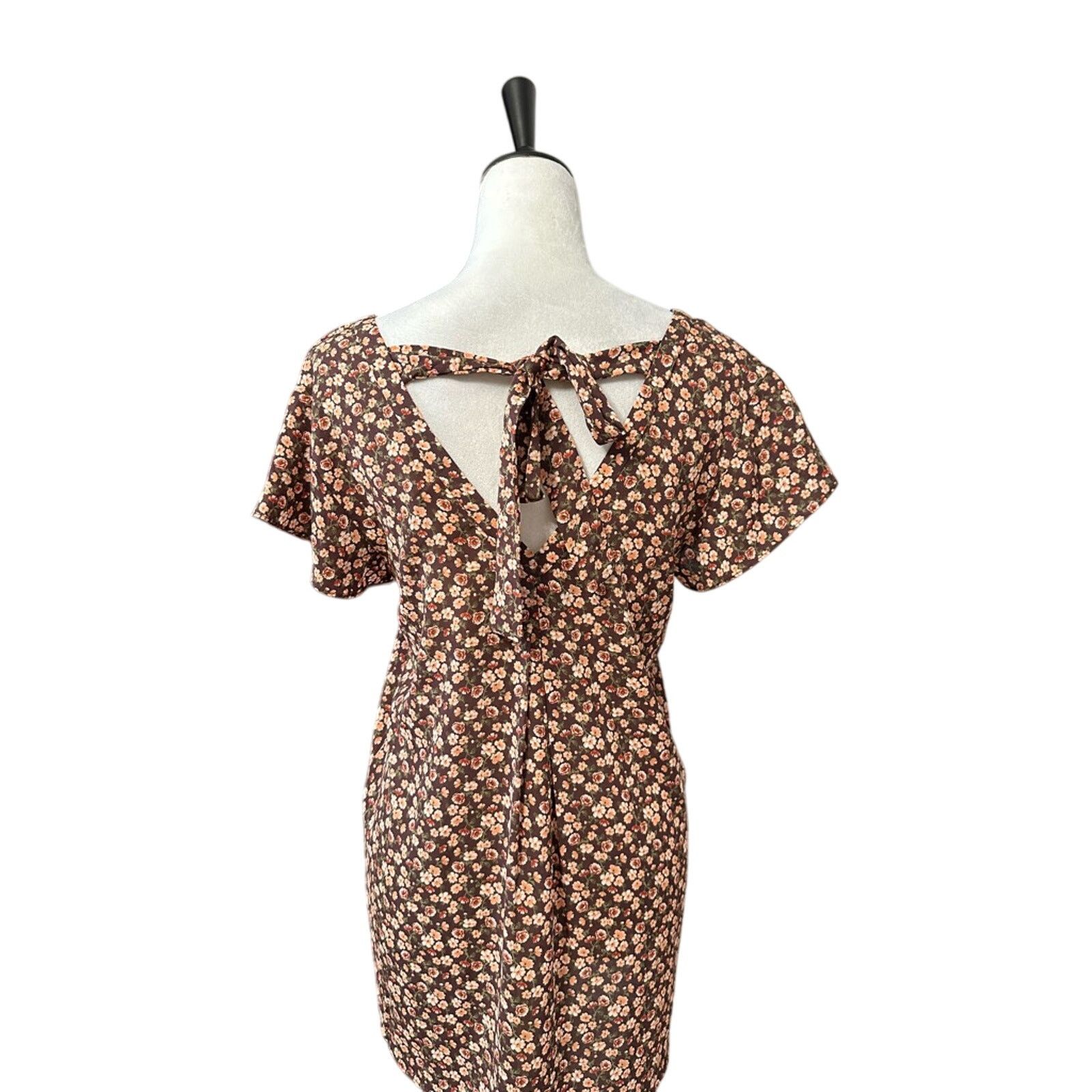 Other Everleigh Tunic Top Back Tie Open Floral Brown W XS NWT Size XS / US 0-2 / IT 36-38 - 5 Thumbnail
