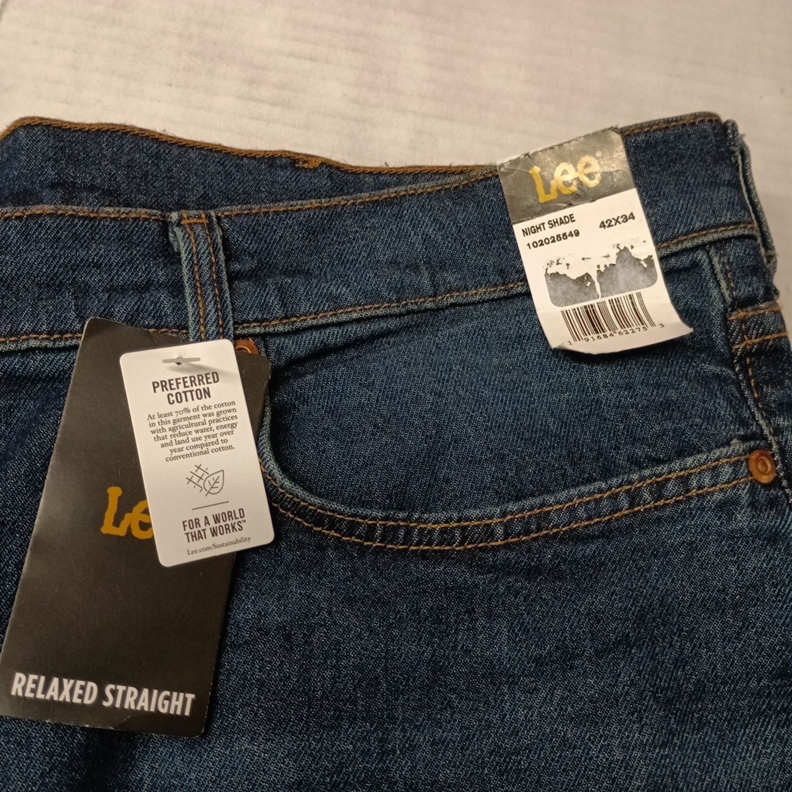 Lee Lee Straight Leg Jeans Men's 42x34 Night Shade Relaxed Blue Size US 42 / EU 58 - 2 Thumbnail