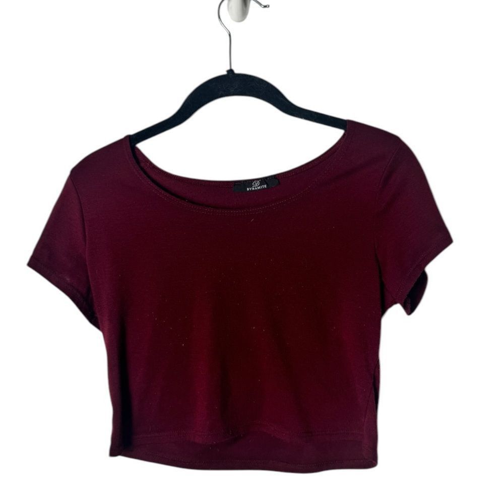 Other Dynamite Burgundy Short Sleeve Crop Top - Size S Size S / US 4 / IT 40 - 2 Thumbnail