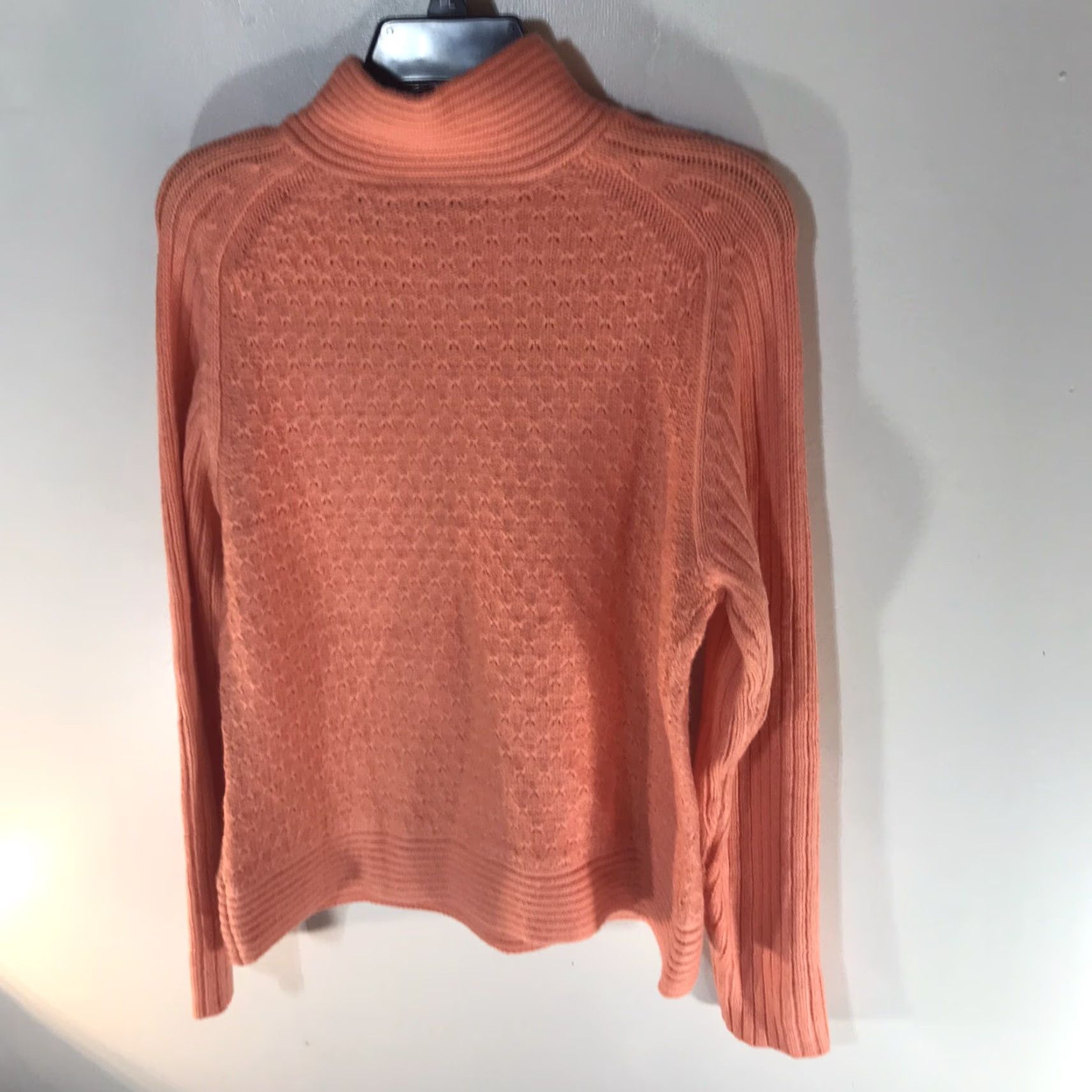 Vintage Relativity Womens Sweater L Open-Knit V-Neck Pullover Fall Winter Casual Knit Peach Size L / US 10 / IT 46 - 2 Thumbnail