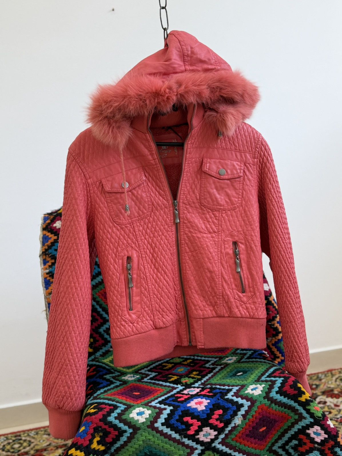 Le Grande Bleu (L.G.B.) Avant Garde Hysteric Glamour Style Fur Hood Bomber Jacket Size US S / EU 44-46 / 1 - 3 Thumbnail