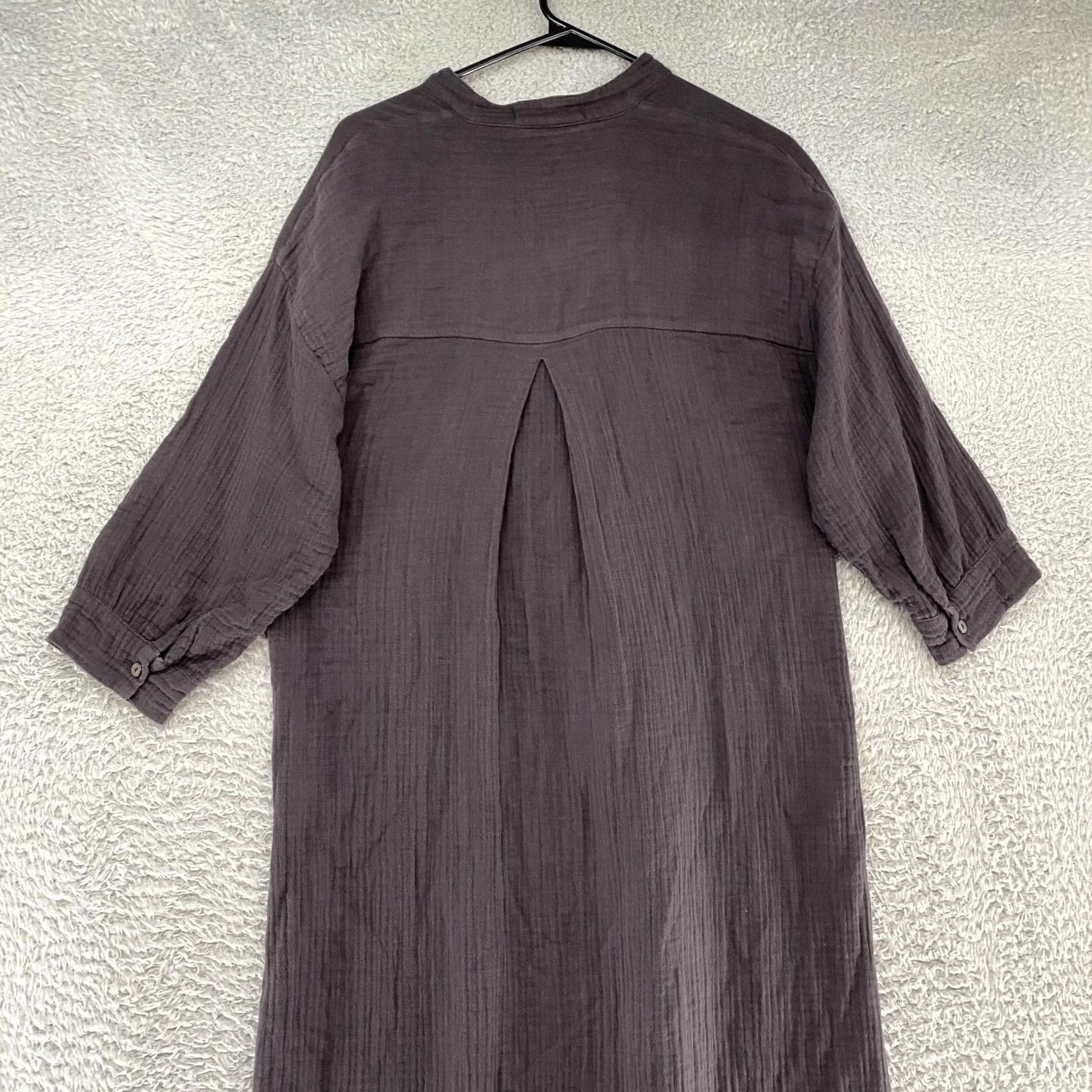 Vintage ODD BIRD Maxi Dress Womens S Gray Crinkle Oversized Boho Lagenlook Kaftan Size S / US 4 / IT 40 - 7 Thumbnail