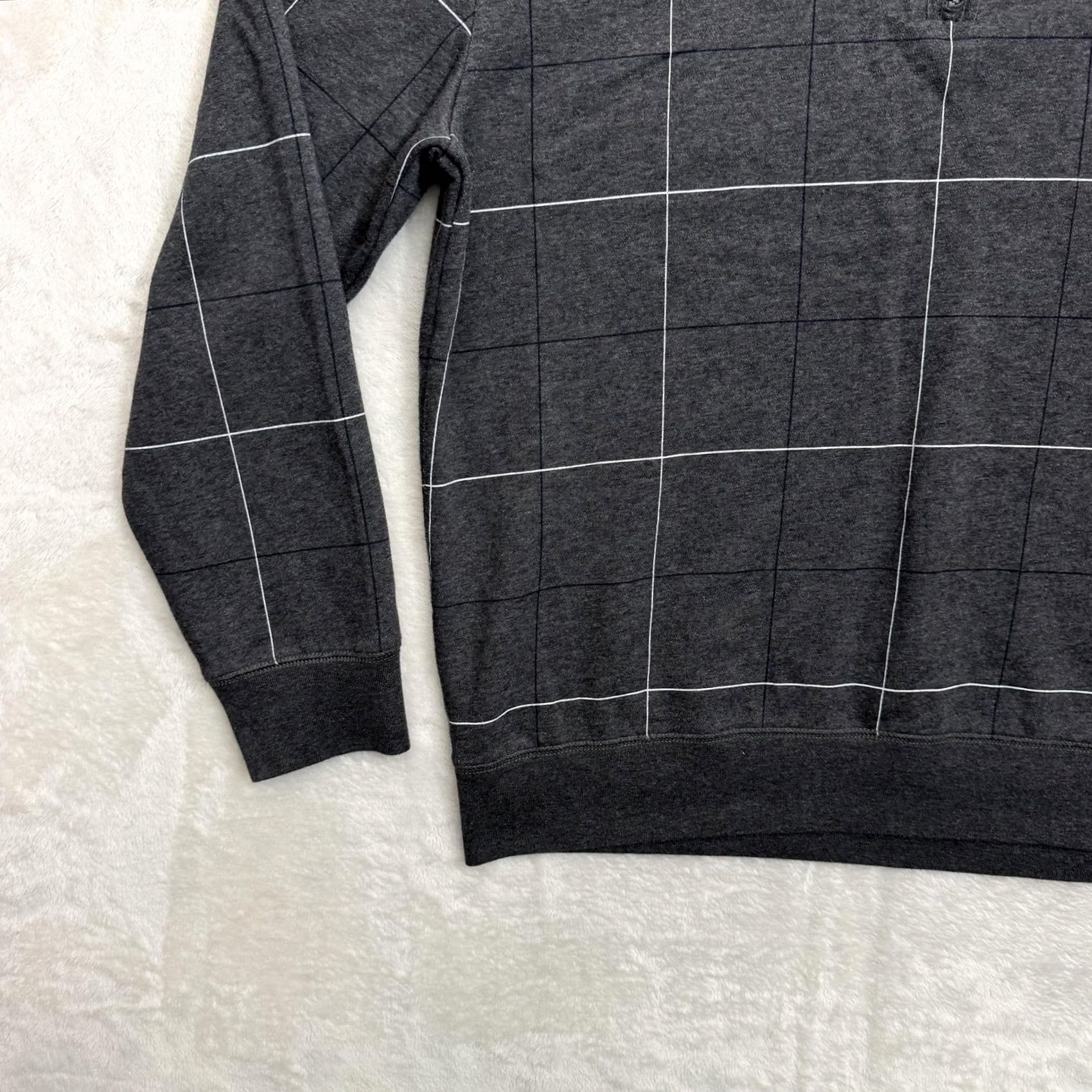 Nautica Nautica Sweatshirt Quarter Zip Mens XL Gray Check Fleece Pullover Logo 1/4 Zip Mock Neck Long Sleeve Winter Regular Size XL Mens Size US XL / EU 56 / 4 - 6 Thumbnail
