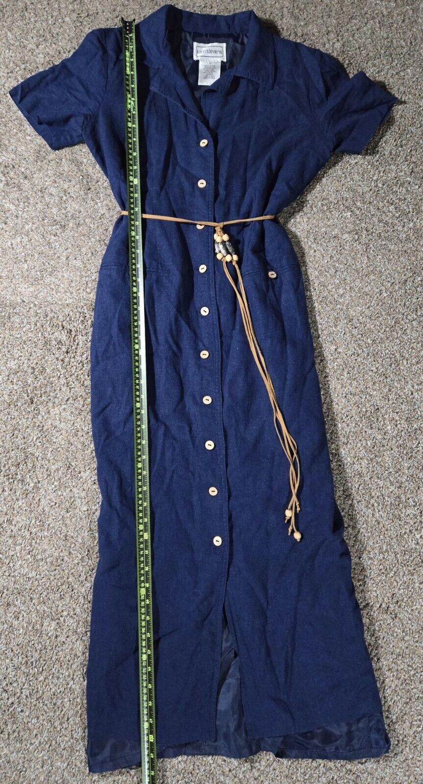 Designer Karin Stevens Vintage Button Dress With Belt sz 8 Size M / US 6-8 / IT 42-44 - 2 Thumbnail