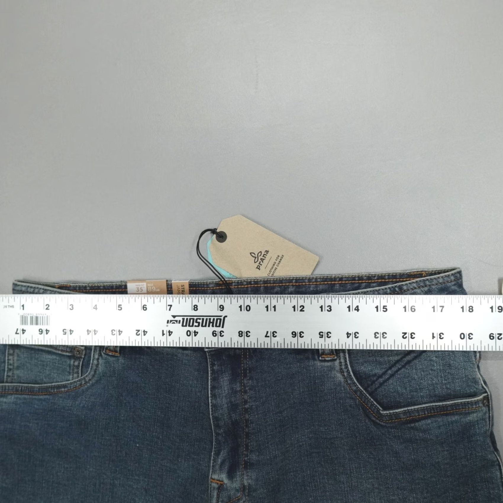 Prana Prana Axiom Jeans Men’s 35x30 Stone Wash Stretch Denim Standard Fit 5-Pocket Design Straight Regular Rise Mid Blue Denim Cotton Lycra Mens Inseam 30 Size US 35 - 4 Thumbnail