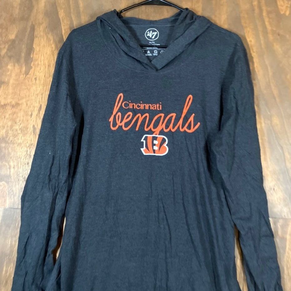 47 VINTAGE 47 Womens Shirt NFL Cincinnati Bengals Hooded XL Charcoal Grey Football Casual Womens Sportwear Pullover Long Sleeve T-Shirt Size XL / US 12-14 / IT 48-50 - 2 Thumbnail