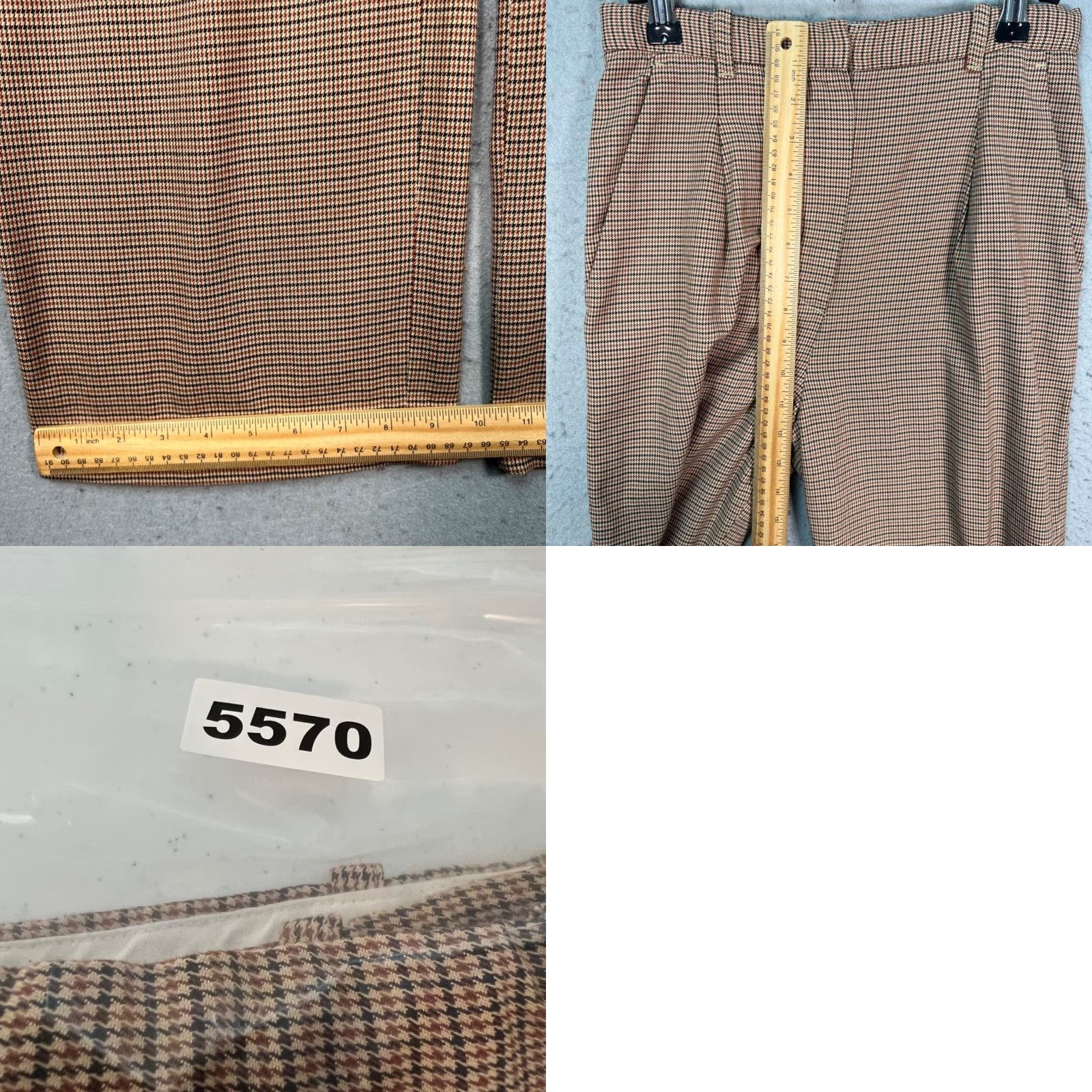 Vintage Wilfred Womens 4 Wide-Leg Plaid Trousers Brown Viscose Blend Pants Size 27" / US 4 / IT 40 - 8 Thumbnail