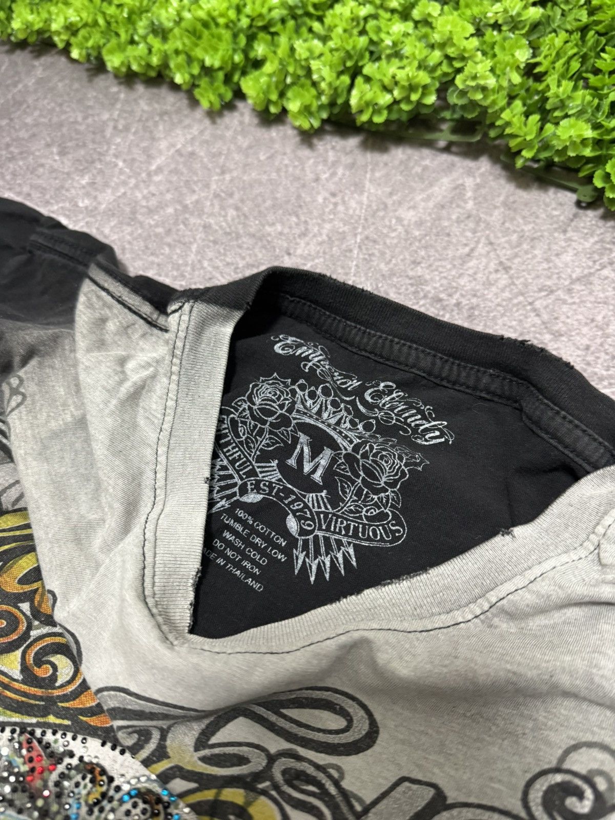 Ed Hardy Vintage Y2K Emperor Elernity Distressed Washed Sull T-Shirt Size US M / EU 48-50 / 2 - 3 Thumbnail