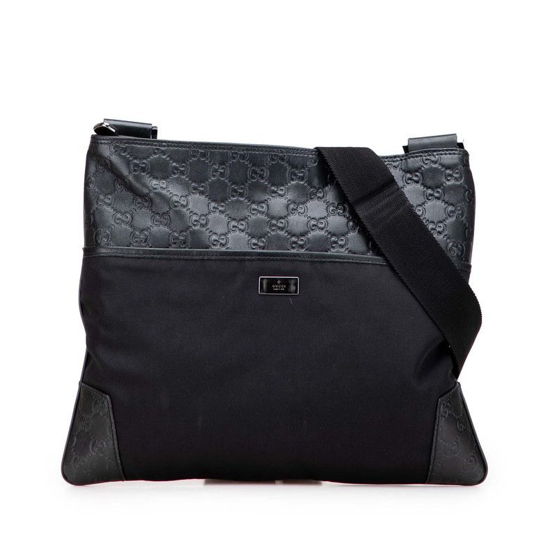 Gucci Gucci Gucci Gucci Signature Leather Nylon Shoulder Bag Leather Shoulder Bag 161822 Size ONE SIZE - 1 Thumbnail