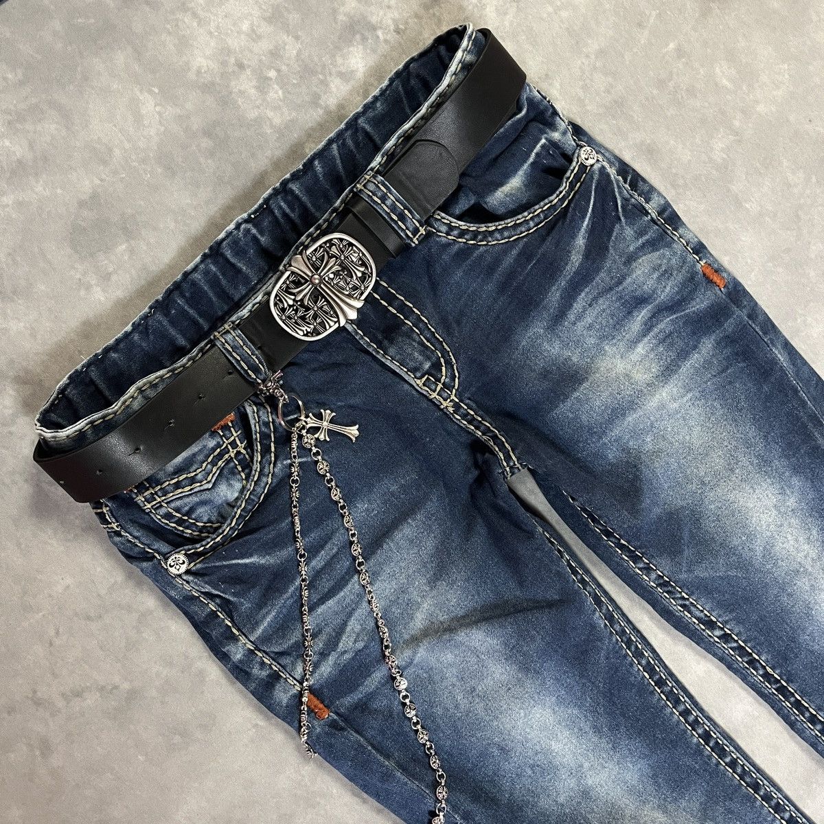 Japanese Brand 2000s Denim BAR y2k Jeans Embroidered Back Robin’s Jean Vibe Size US 28 / EU 44 - 2 Thumbnail