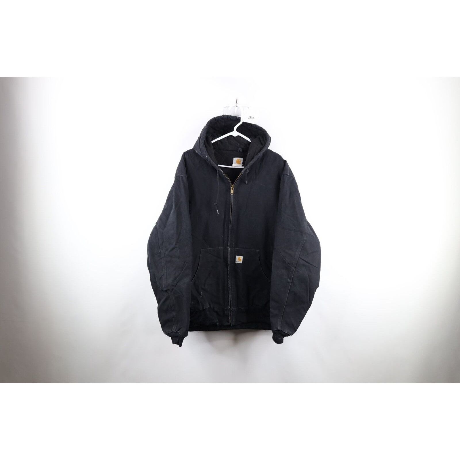 Image of Vintage Carhartt Distressed Quilt Lined Hooded Jacket 3Xlt in Black, Men's (Size 2XL)