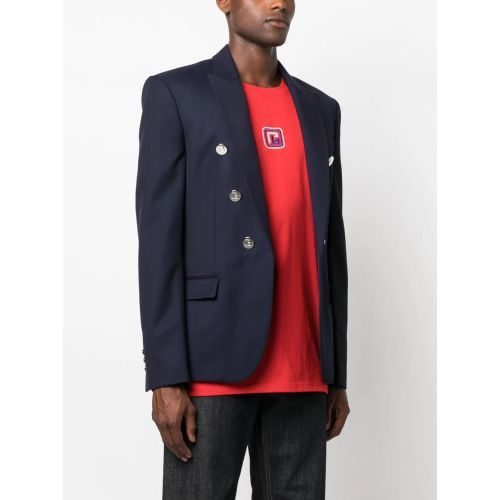 Balmain o1srvl11e1025 Double-breasted Blazer in Blue Size US L / EU 52-54 / 3 - 3 Thumbnail