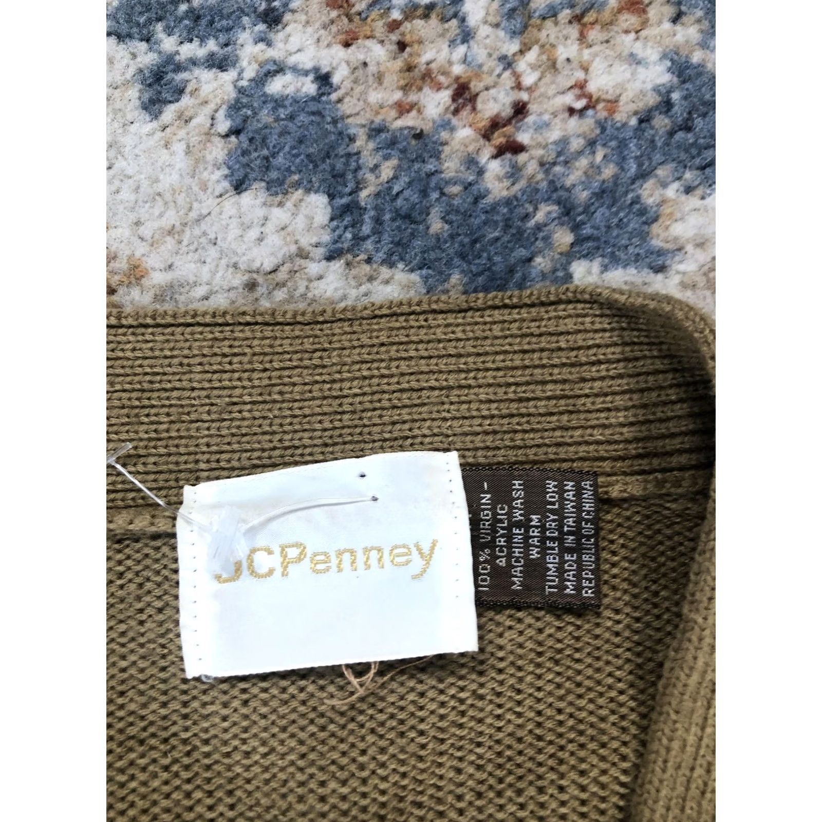 JCPenney VINTAGE JCPenney Sweater Cardigan Mens Large Green Cable-Knit Pockets 80s Size US L / EU 52-54 / 3 - 7 Thumbnail