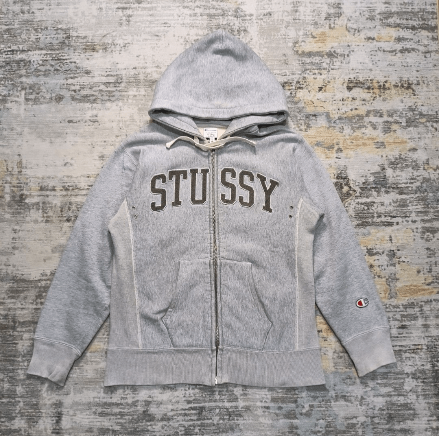 Champion x Stussy Hoodie Grey