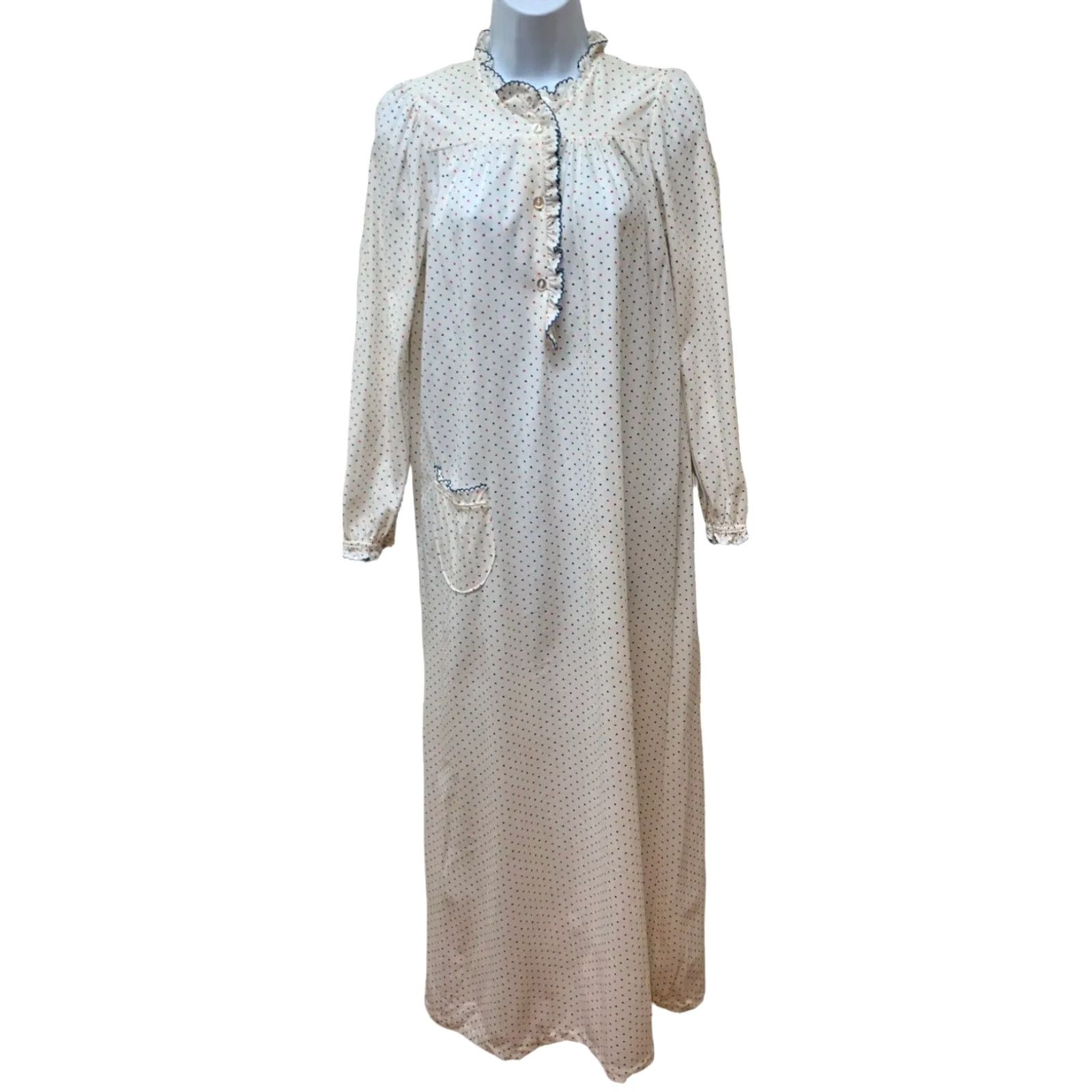 Etro VINTAGE Najla New York Brushed Nylon Long Retro Heart Print Nightgown S USA NOS Size ONE SIZE - 2 Thumbnail