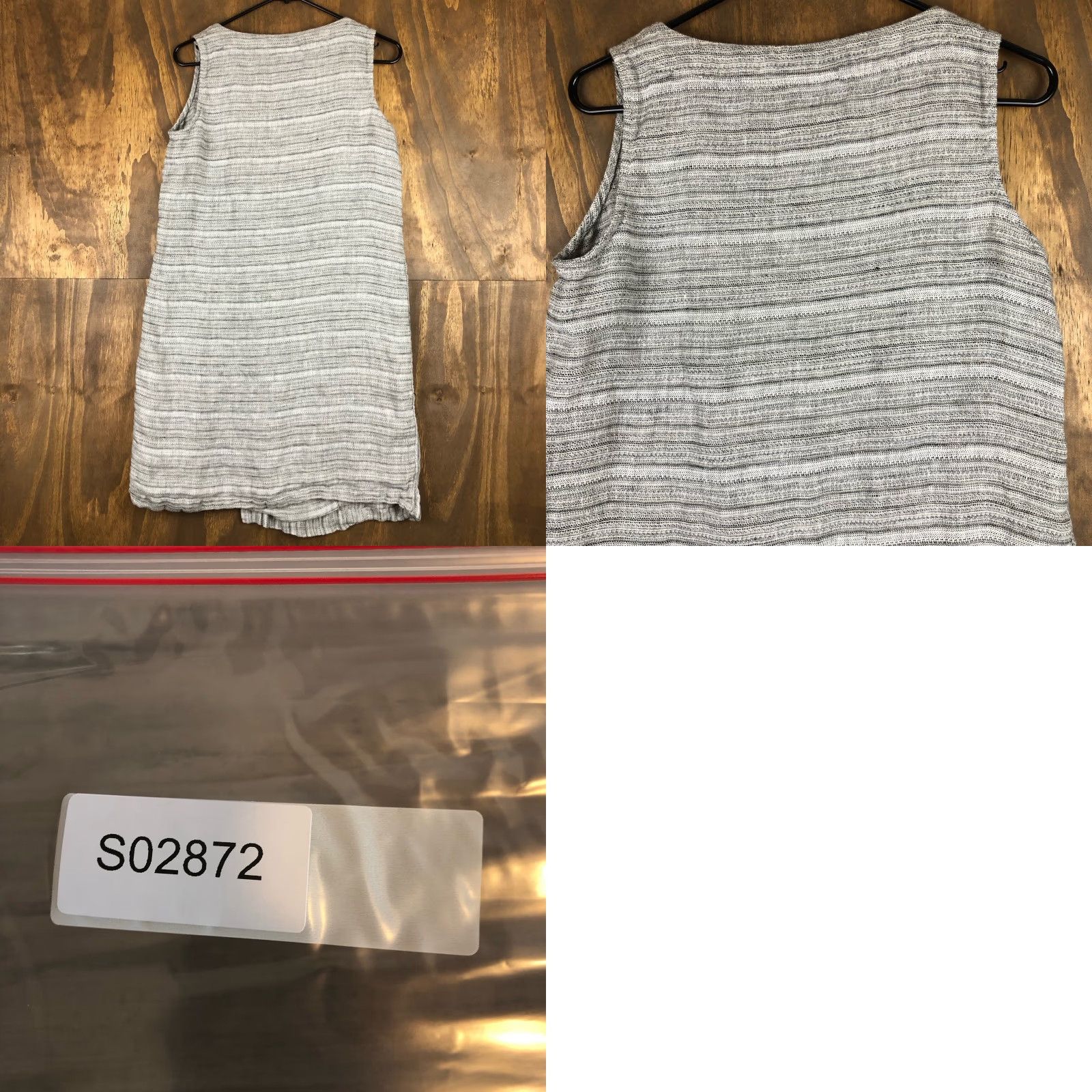 Vintage Pure Jill Dress Gray White Striped Linen Shift Petite Sleeveless Midi SP Womens Shift Dress Size S / US 4 / IT 40 - 8 Thumbnail