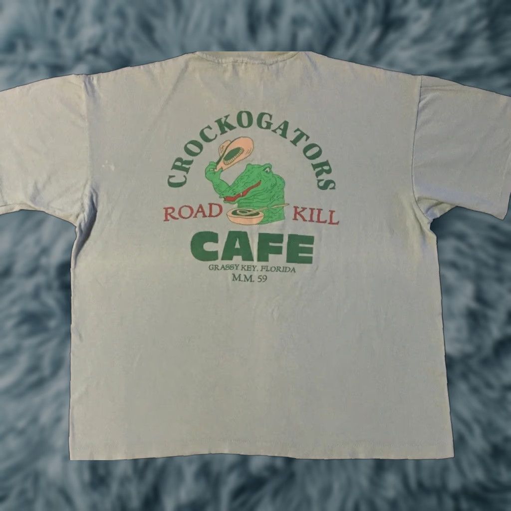 Vintage VINTAGE 90s Roadkill Cafe Florida Faded Distressed Shirt 2XL Green Graphic Tee Men Size US XXL / EU 58 / 5 - 1 Thumbnail