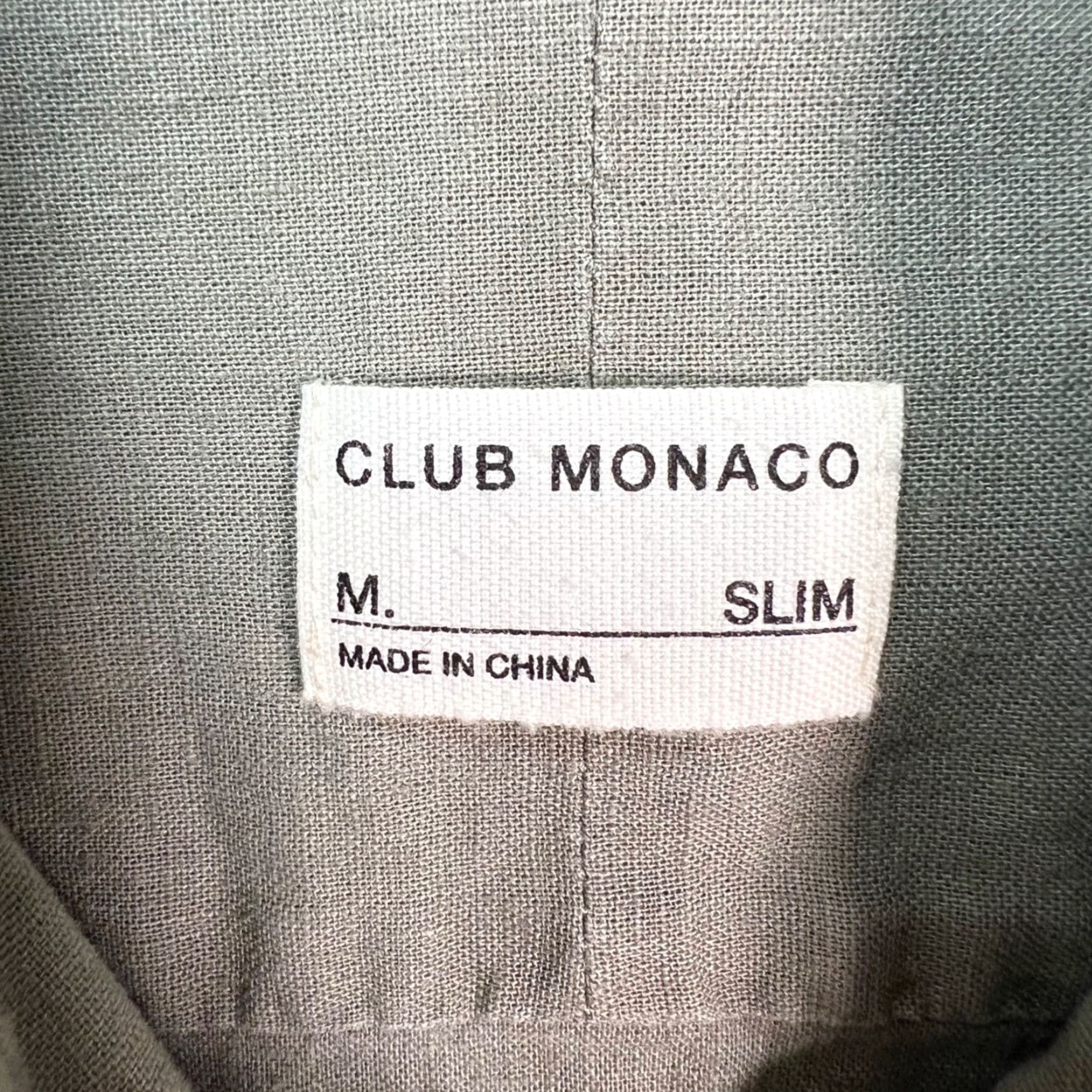 Club Monaco Club Monaco Mens Size Medium Slim Fit Linen Olive Green Button-Up Shirt Size US M / EU 48-50 / 2 - 3 Thumbnail