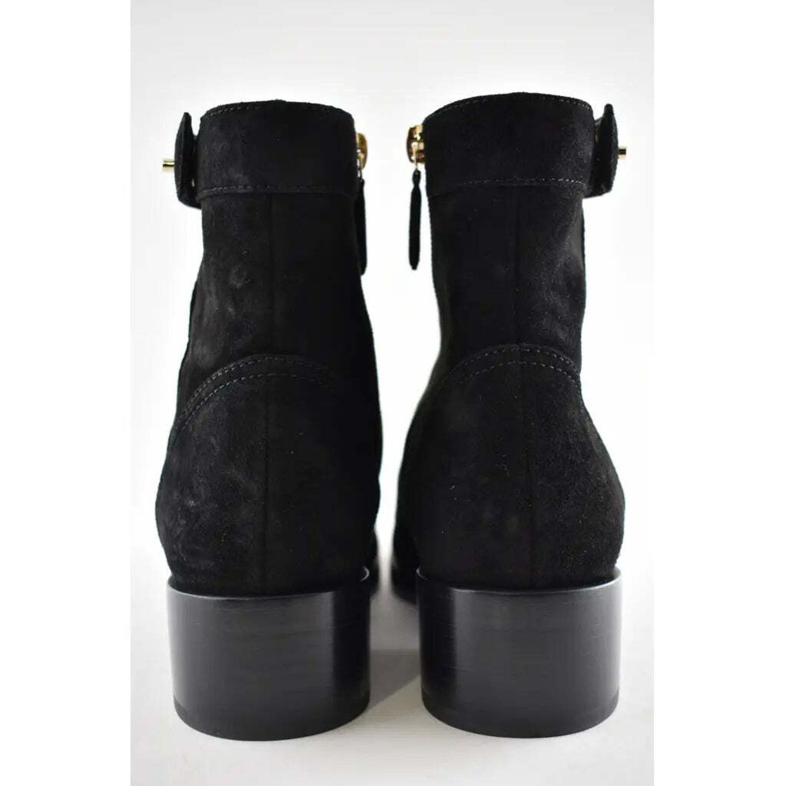 Chanel Chanel 20K Black Suede Quilted Turnlock CC Gold Patent Ankle Size US 5 / IT 35 - 11 Thumbnail