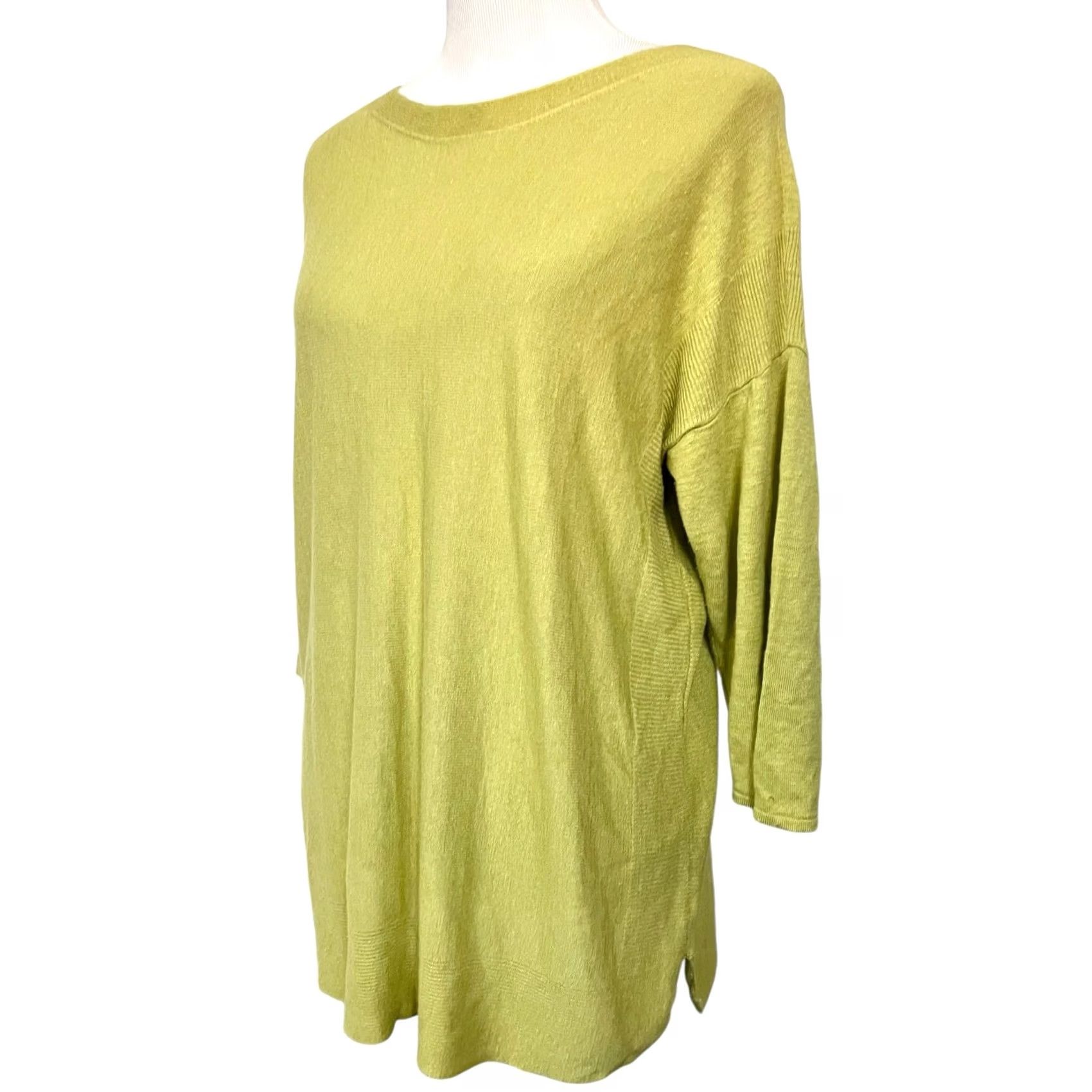 J. Jill VINTAGE J Jill Tunic Sweater Linen Blend Light Green 3/4 Sleeve Casual Knit Women’s Sz L Size L / US 10 / IT 46 - 2 Thumbnail