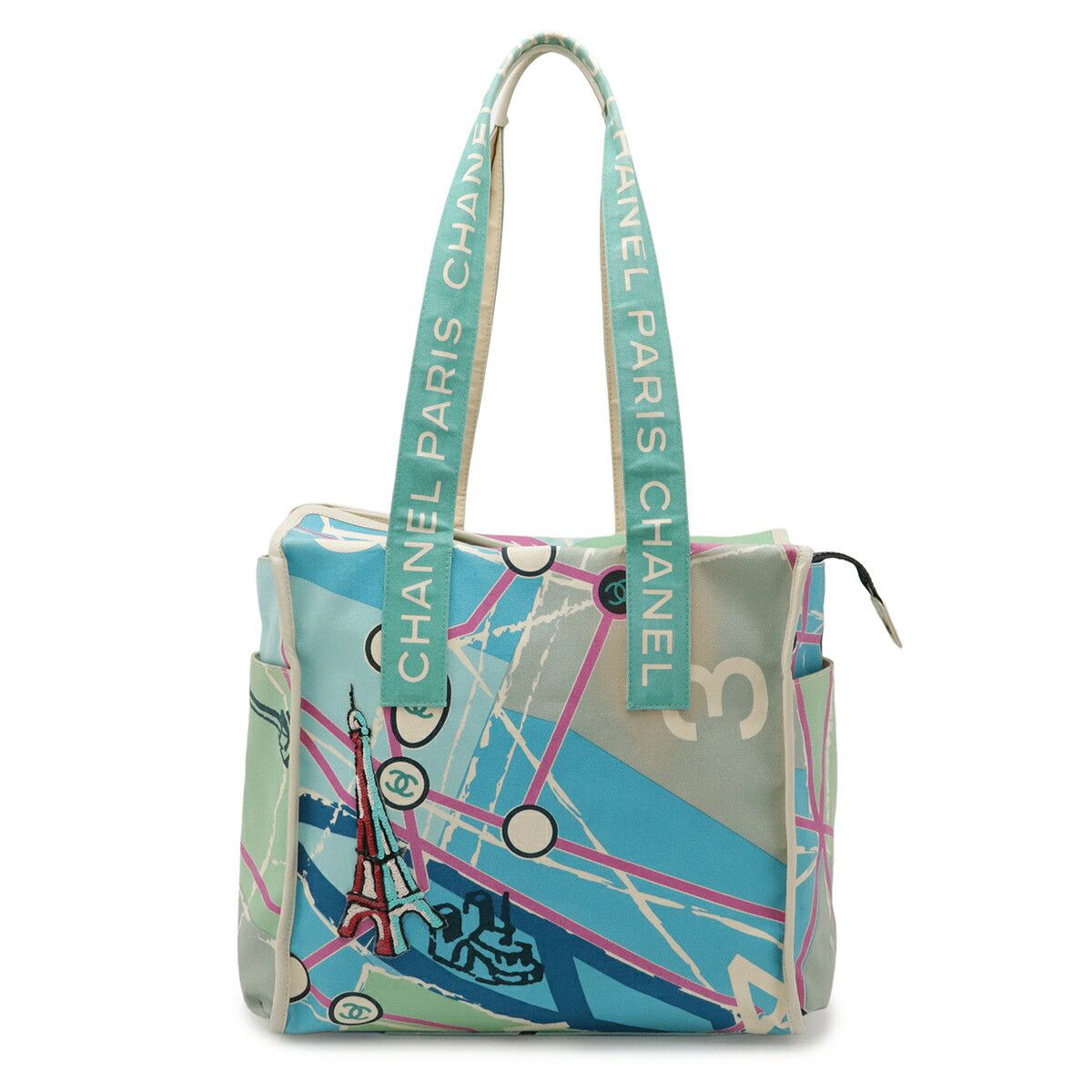 Chanel Chanel Chanel Paris Map Cruise Line Canvas Tote Bag Textile Tote Bag DUTY FREE for USA Size ONE SIZE - 1 Thumbnail
