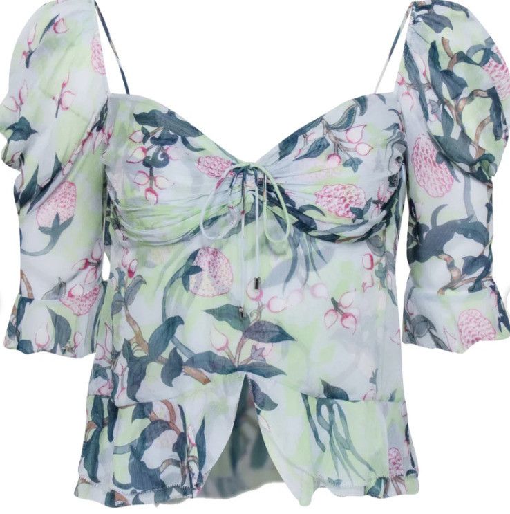 Diane von Furstenberg Diane von Furstenberg Floral Amaia Top ( 8 ) Size M / US 6-8 / IT 42-44 - 1 Thumbnail