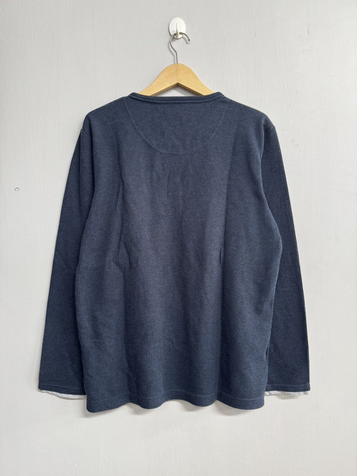 Japanese Brand FREUDE DOUBLE LAYER LONGSLEEVE WAFFLE-KNIT HENLEY SHIRT Size US L / EU 52-54 / 3 - 4 Thumbnail