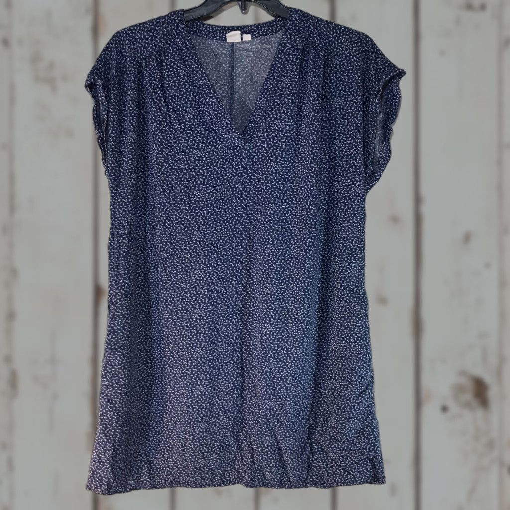 Gap Gap Women's Sleeveless Shift Dress L Blue/White Rayon Knee-Length Summer Casual Modern Size L / US 10 / IT 46 - 1 Thumbnail