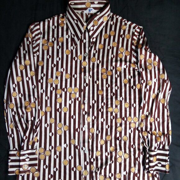 Other Vintage MCM Koret Kolortron Op Art Polyester Disco Shirt Size US L / EU 52-54 / 3 - 2 Thumbnail