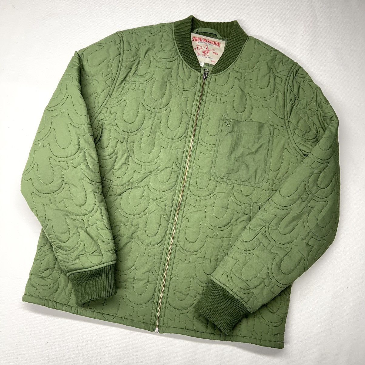 True Religion True Religion Jacket Green Light Bomber Stitch Repeat Logo Size US L / EU 52-54 / 3 - 1 Thumbnail