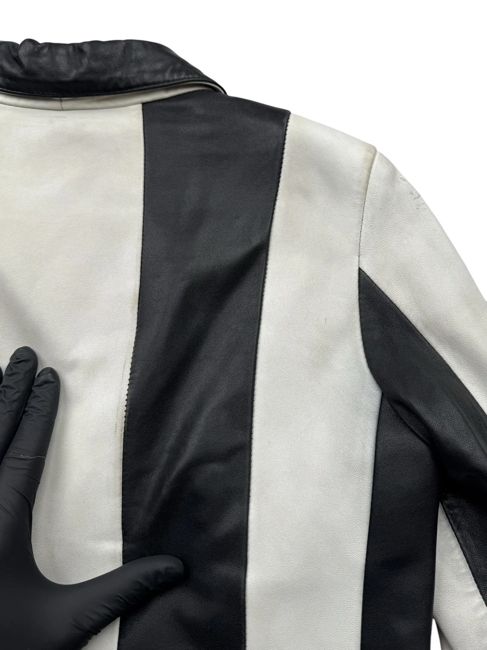 Vintage Y2K Leather Striped Jacket(V358) Size M / US 6-8 / IT 42-44 - 13 Thumbnail