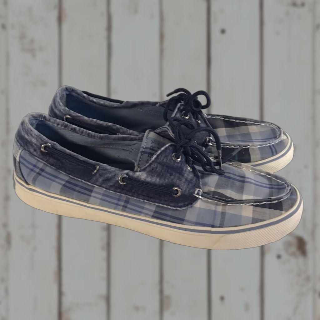Sperry VINTAGE Sperry Top Sider Boat Shoes Womens Size 10M Plaid Canvas Casual Slip-On Size L / US 10 / IT 46 - 1 Thumbnail
