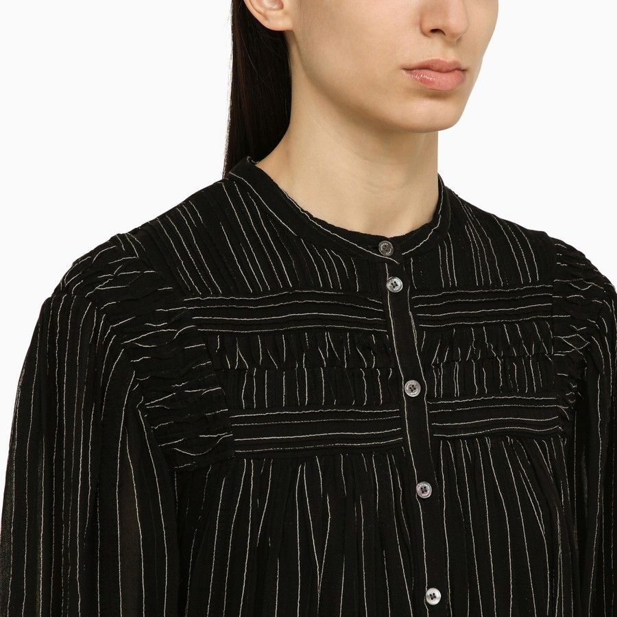 Isabel Marant Etoile o1d2blof0824 Cotton Striped Dress in Black Size M / US 6-8 / IT 42-44 - 4 Thumbnail