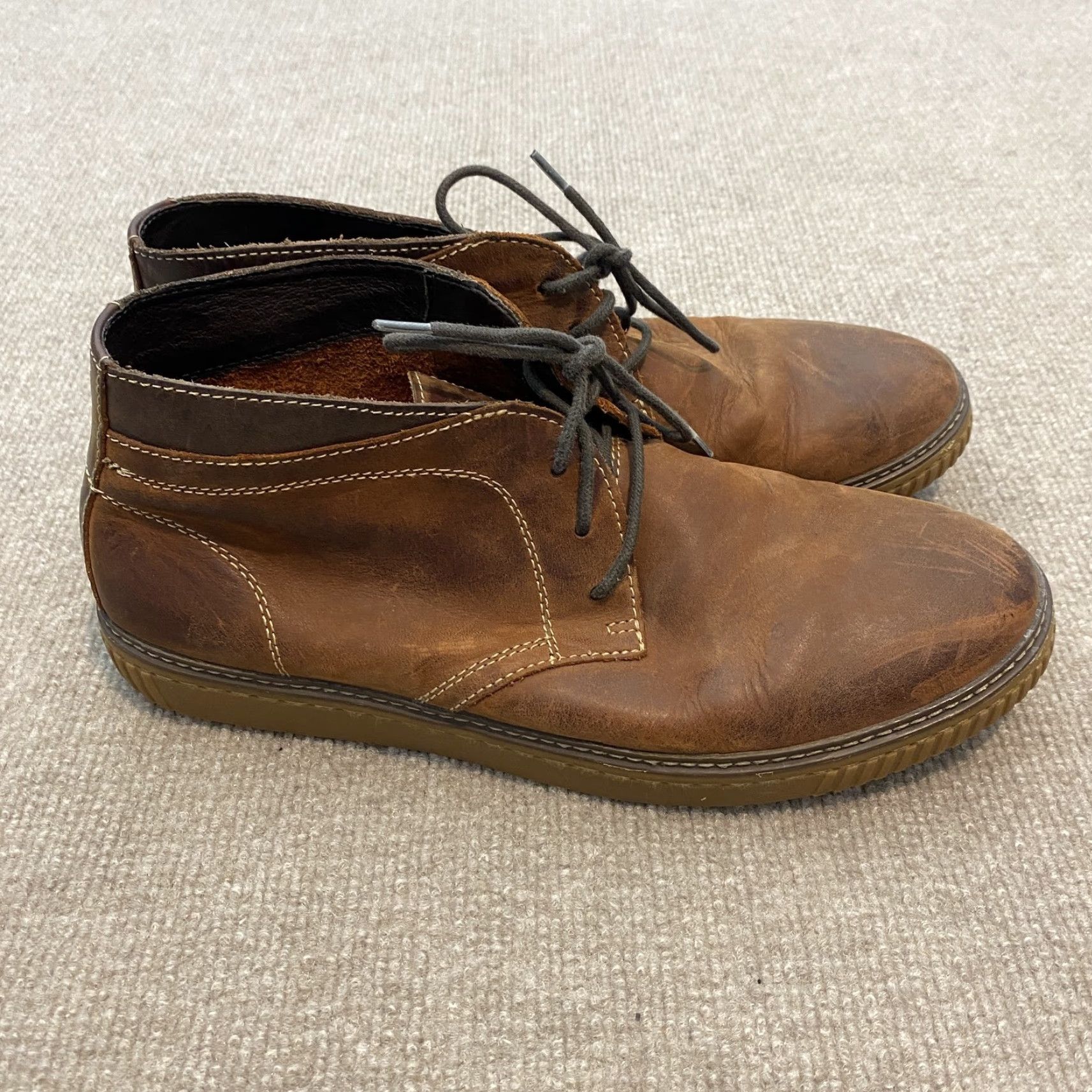 Johnston & Murphy Boots Mens 10.5 M Brown Leather Chukka Casual Comfort