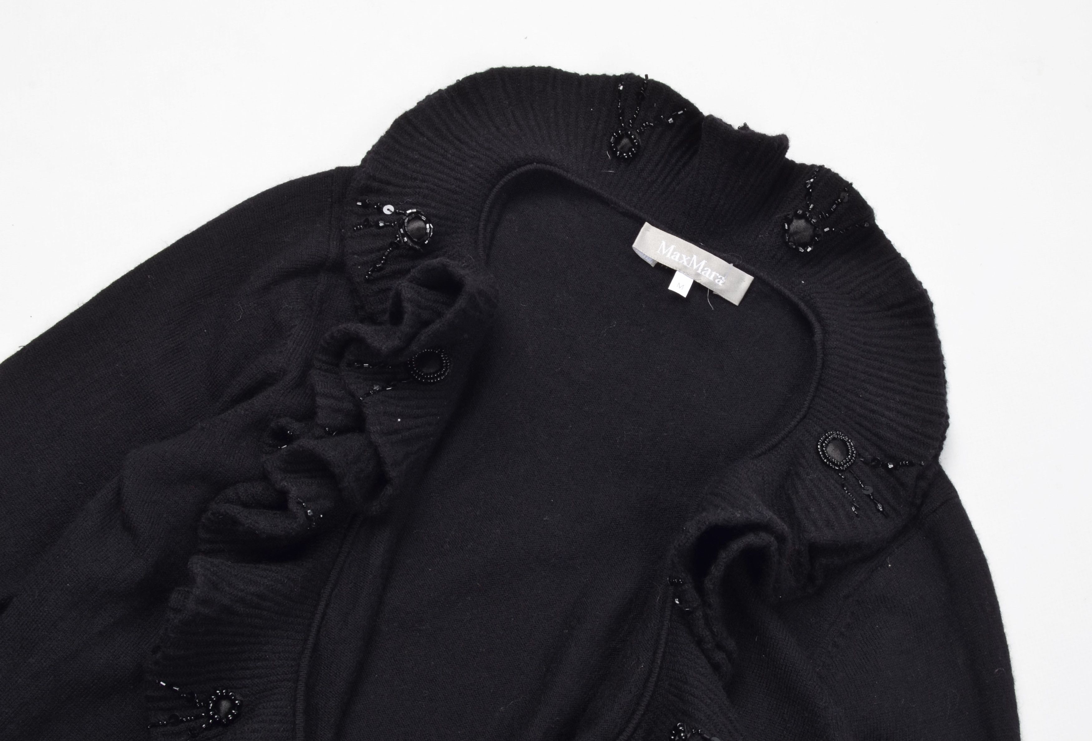 Max Mara Max Mara Vintage Y2K Glam Beaded Wool Black Cardigan Size M / US 6-8 / IT 42-44 - 2 Thumbnail