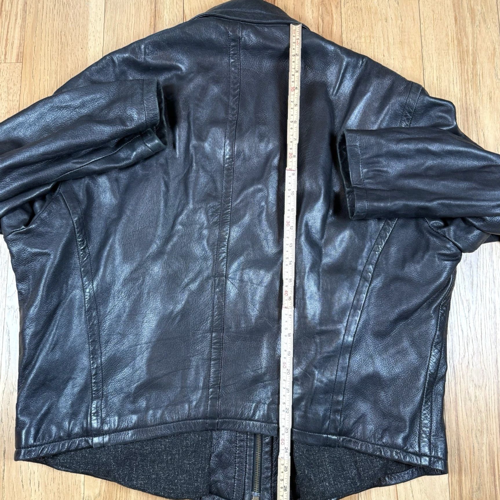 Donna Karan VINTAGE Donna Karan Leather Motorcycle Jacket Womens 2XL Black Wool Linen Lined Button Zip Biker Jacket Womens Men? Size XXL / US 16-18 / IT 52-54 - 6 Thumbnail