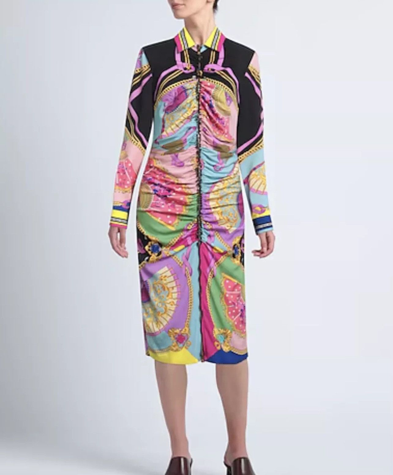 Versace Versace Ventagli Midi Shirt Dress size 48/us size 12 Size XL / US 12-14 / IT 48-50 - 2 Thumbnail