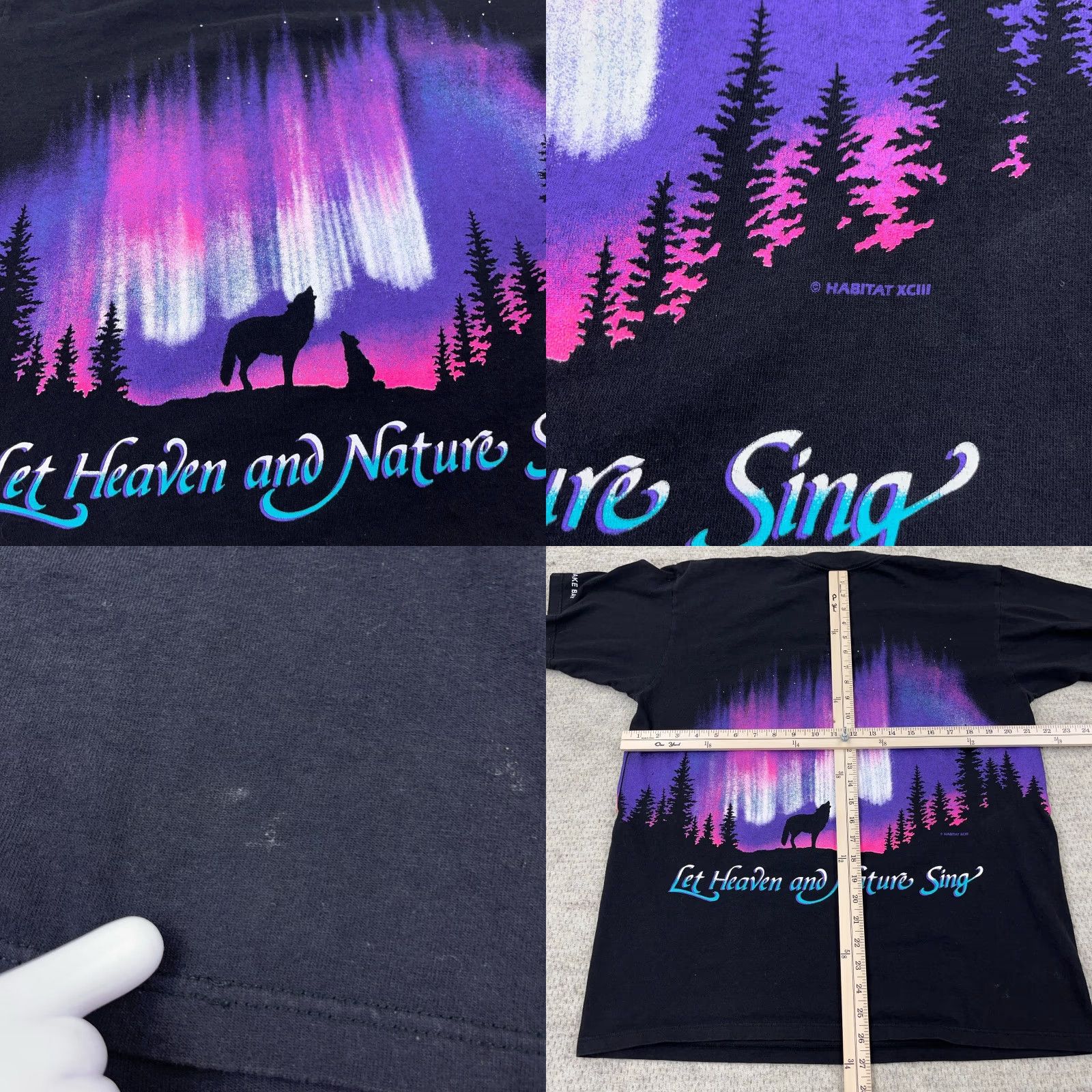 Gildan VINTAGE Gildan T-Shirt Men L Black All Over Print Wolf Habitat Heaven Sing 90s Nature Graphic Print Shirt Mens Size US L / EU 52-54 / 3 - 8 Thumbnail