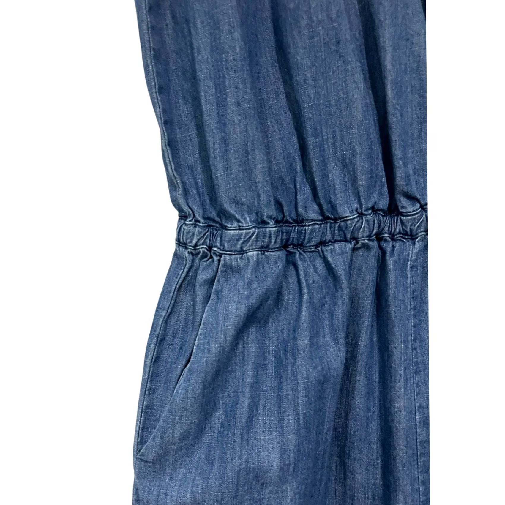 J.Crew J.Crew Women’s Denim Jumpsuit One Piece Blue Stretch Waist Cropped V-Neck XS Adults Women Size 26" / US 2 / IT 38 - 6 Thumbnail