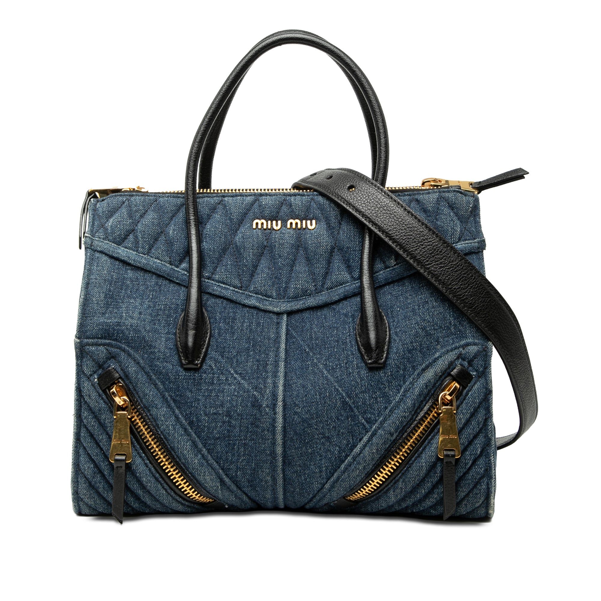 Miu Miu Matelasse Denim Biker Tote Size ONE SIZE - 1 Thumbnail