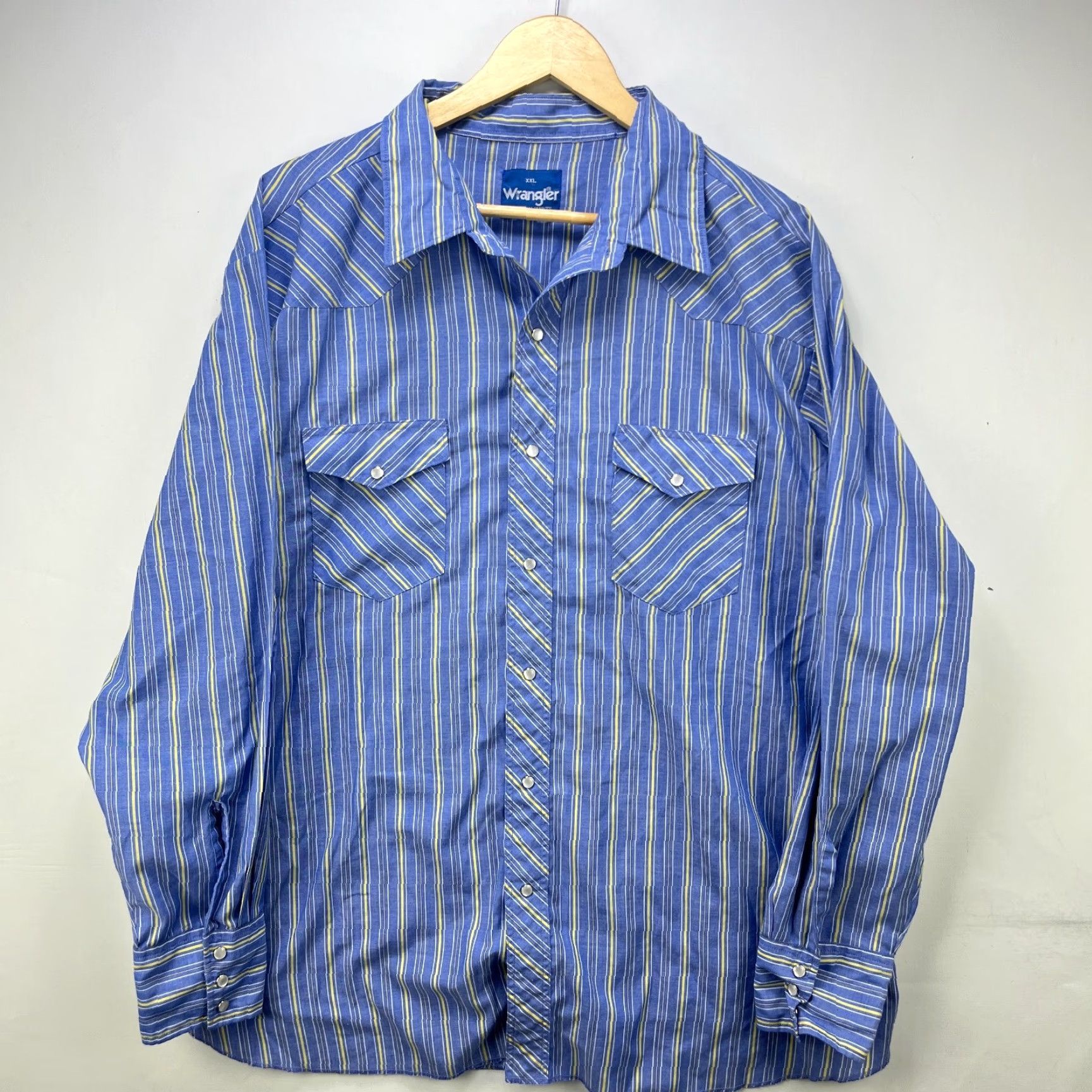 Wrangler VINTAGE Wrangler Western Striped Pearl Snap Button Long Sleeve Shirt 2XL Size US XXL / EU 58 / 5 - 2 Thumbnail