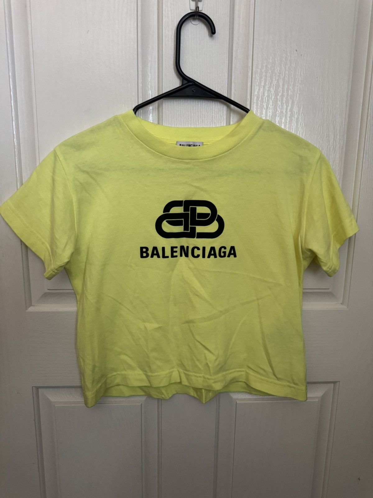 Balenciaga Neon Yellow Crop Tee