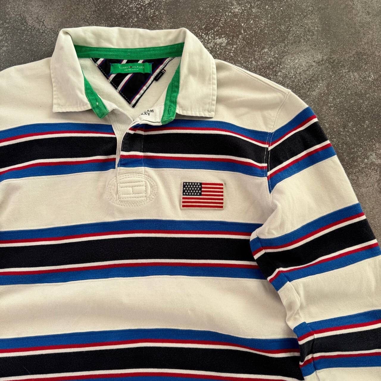 Tommy Hilfiger Tommy Hilfiger USA Vintage Stripped Rugby Long Sleeve Shirt Size US XL / EU 56 / 4 - 7 Thumbnail