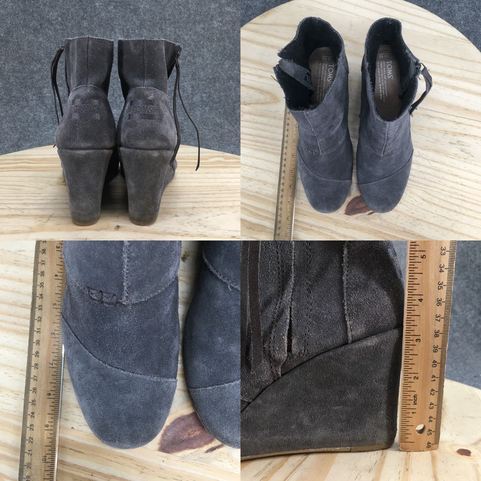 Toms TOMS Boots Women’s Ankle Bootie Gray Wedge Heel Side Zip Round Toe Casual Boots 10 US Size US 10 / IT 40 - 9 Thumbnail